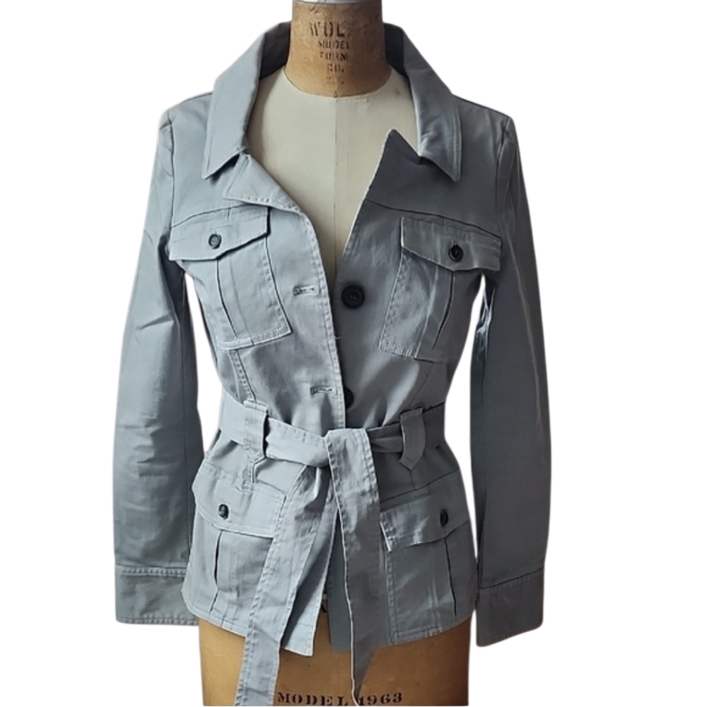 So Allasi Structured Gray Utility Jacket Labeled EU42 But Is Like Size 4